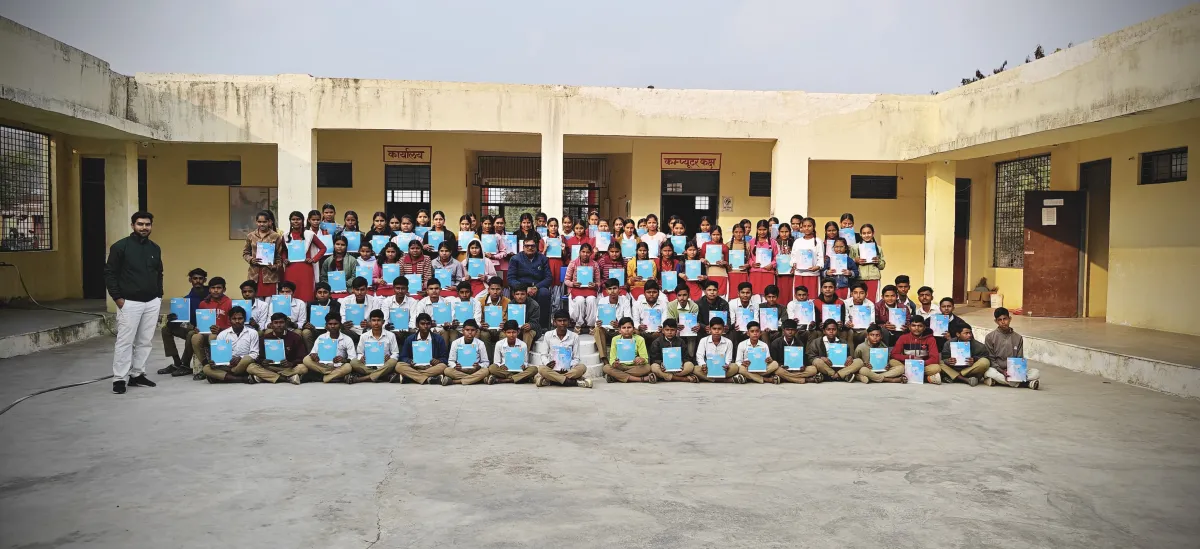 Students with certificates at felicitation ceremony